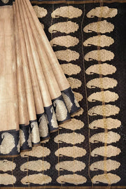 Bagru hand block print on Chanderi silk cotton saree in  stripes