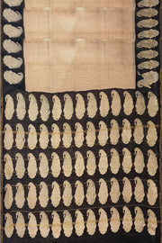 Bagru hand block print on Chanderi silk cotton saree in  stripes