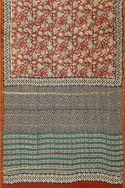 Bagru hand block print on Chanderi silk cotton saree in  maroon