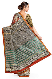 Bagru hand block print on Chanderi silk cotton saree in  maroon