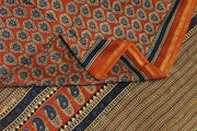 Bagru hand block print on Chanderi silk cotton saree in maroon
