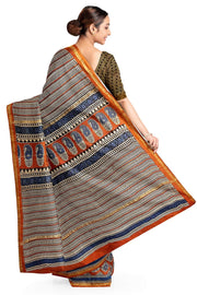 Bagru hand block print on Chanderi silk cotton saree in maroon
