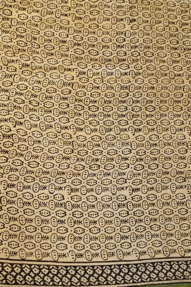 Bagru hand block print on Chanderi silk cotton saree in yellow