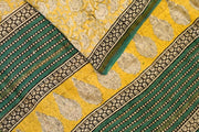 Bagru hand block print on Chanderi silk cotton saree in yellow