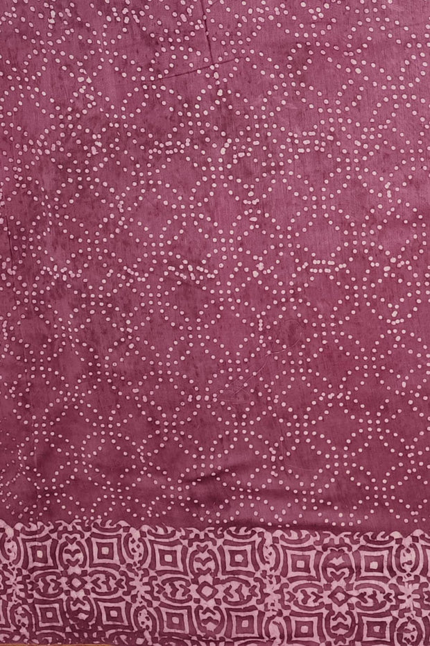 Bagru hand block print on Chanderi silk cotton saree in onion pink