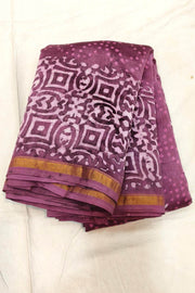 Bagru hand block print on Chanderi silk cotton saree in onion pink
