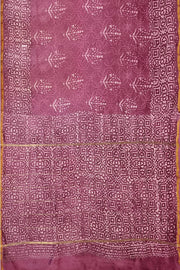 Bagru hand block print on Chanderi silk cotton saree in onion pink