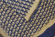 Bagru hand block print on Chanderi silk cotton saree in navy blue