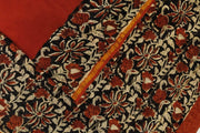 Bagru hand block print on Chanderi silk cotton saree in  maroon