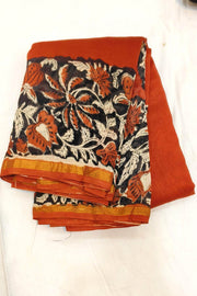 Bagru hand block print on Chanderi silk cotton saree in  maroon