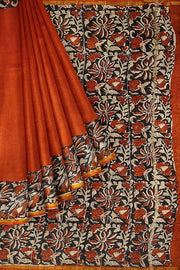 Bagru hand block print on Chanderi silk cotton saree in  maroon