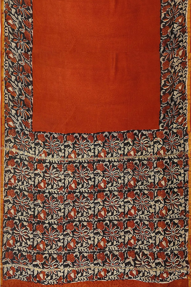 Bagru hand block print on Chanderi silk cotton saree in  maroon