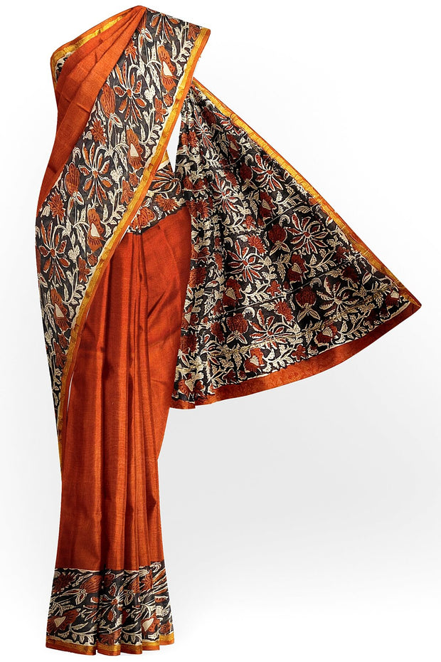 Bagru hand block print on Chanderi silk cotton saree in  maroon