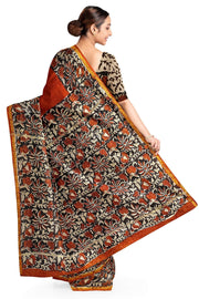 Bagru hand block print on Chanderi silk cotton saree in  maroon