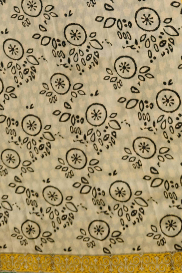 Bagru hand block print on Chanderi silk cotton saree in green