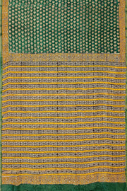 Bagru hand block print on Chanderi silk cotton saree in green