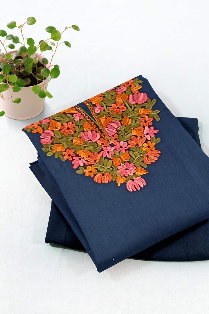 Cotton salwar suit material in 2 piece  with Kashmiri hand embroidery