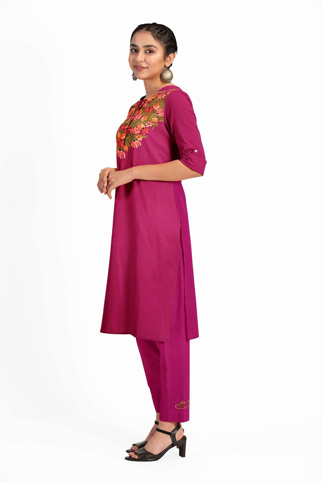 Cotton salwar suit material in 2piece  with Kashmiri hand embroidery.