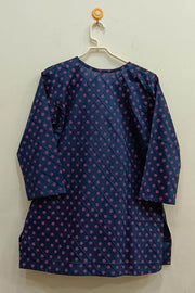 Pin tuck  pure cotton tunic in navy blue with paisley motifs