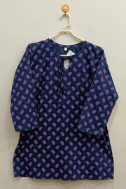 Pin tuck  pure cotton tunic in navy blue