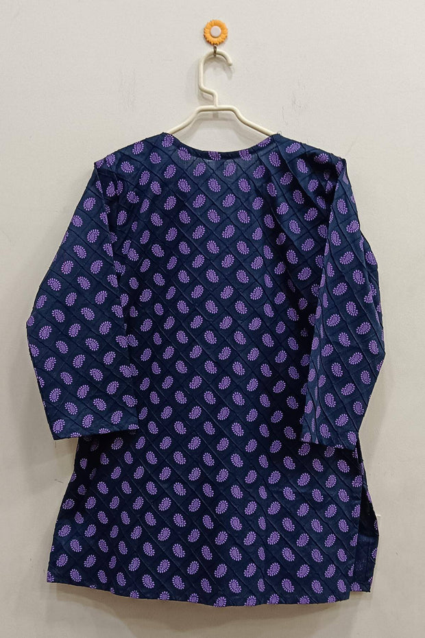 Pin tuck  pure cotton tunic in navy blue