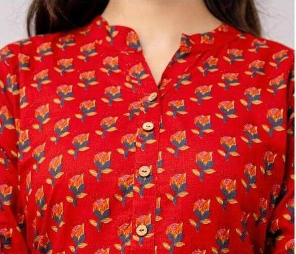 Cotton  kurti in straight cut in maroon.