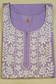 Cotton kurti with Lucknowi chikan work in lavender