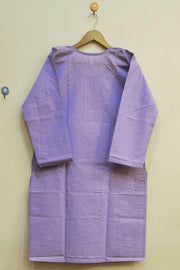 Cotton kurti with Lucknowi chikan work in lavender