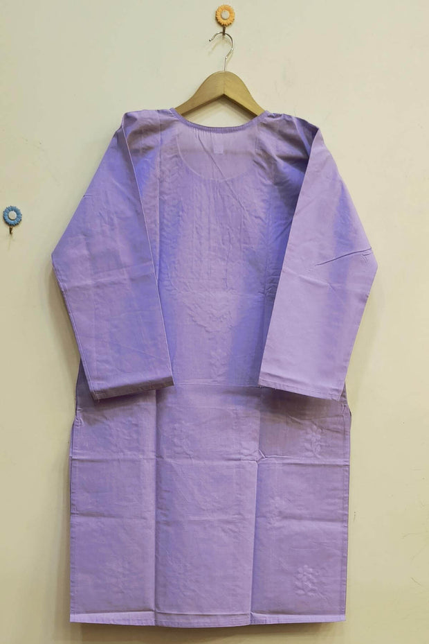 Cotton kurti with Lucknowi chikan work in lavender