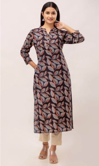 Cotton kurti  in straight cut in  black