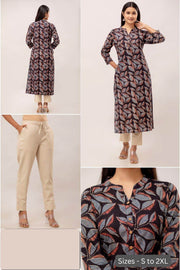 Cotton kurti  in straight cut in  black