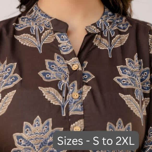 Cotton kurti  in straight cut in  clay grey