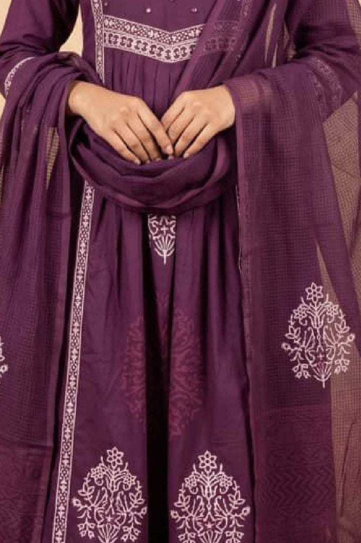 Hand block cotton 3 piece kurta set