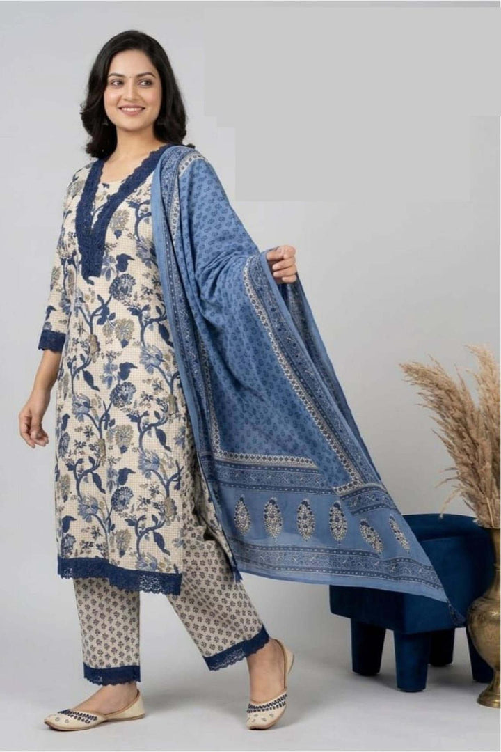 hand work pennel print  3piece kurta set