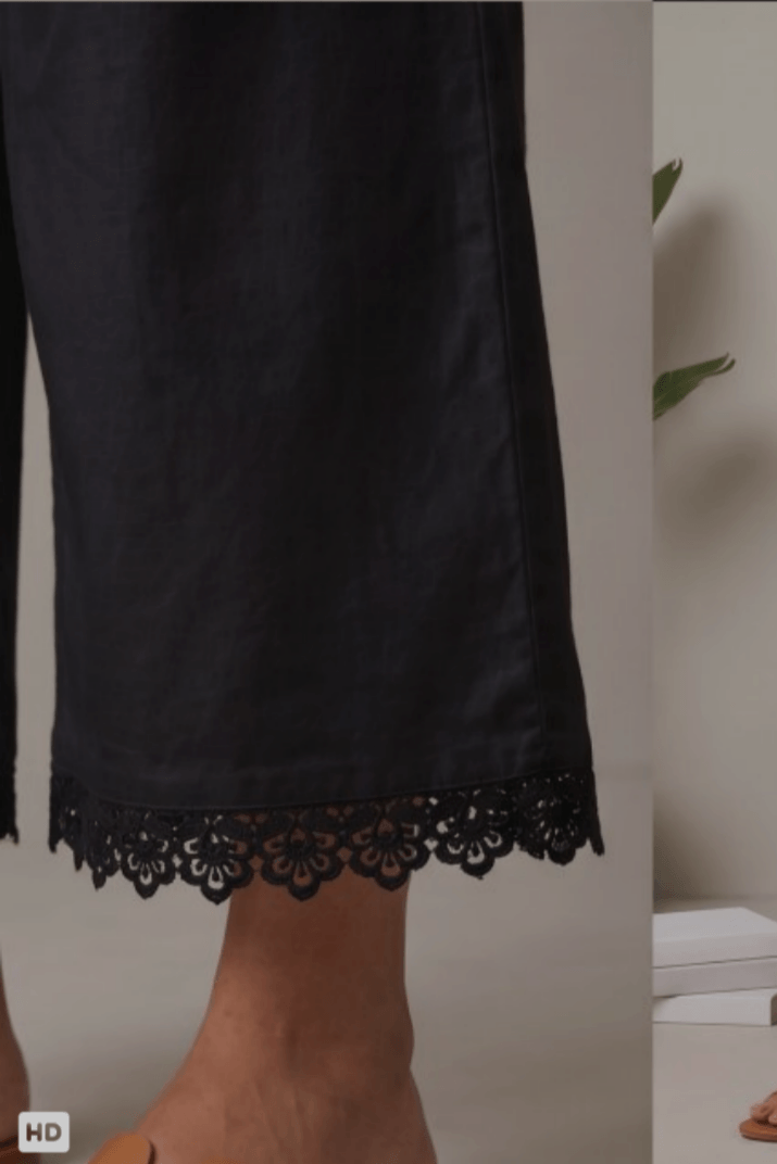 Cotton palazzo pants with crochet lace work