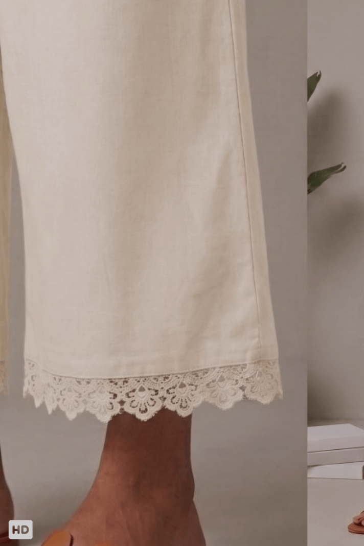Cotton palazzo pants with crochet lace work