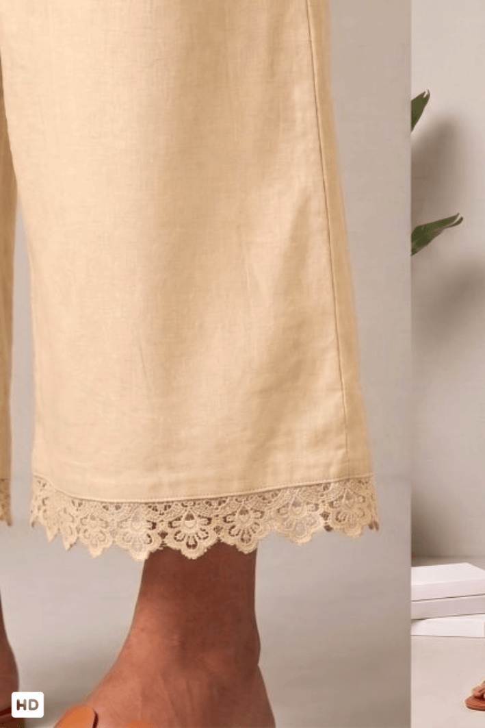 Cotton palazzo pants with crochet lace work