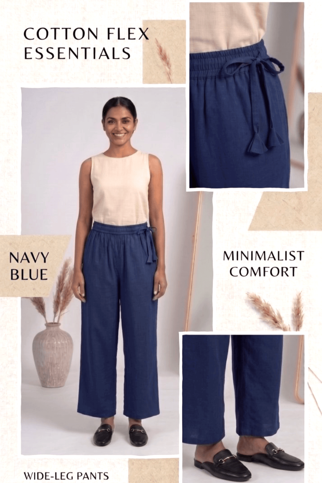 Cotton heavy flex plain  parallel  pants