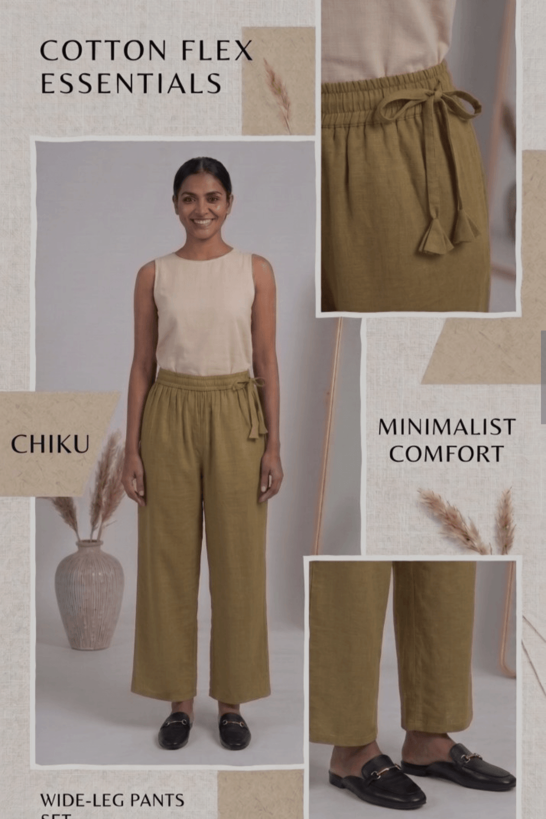 Cotton heavy flex plain parallel  pants