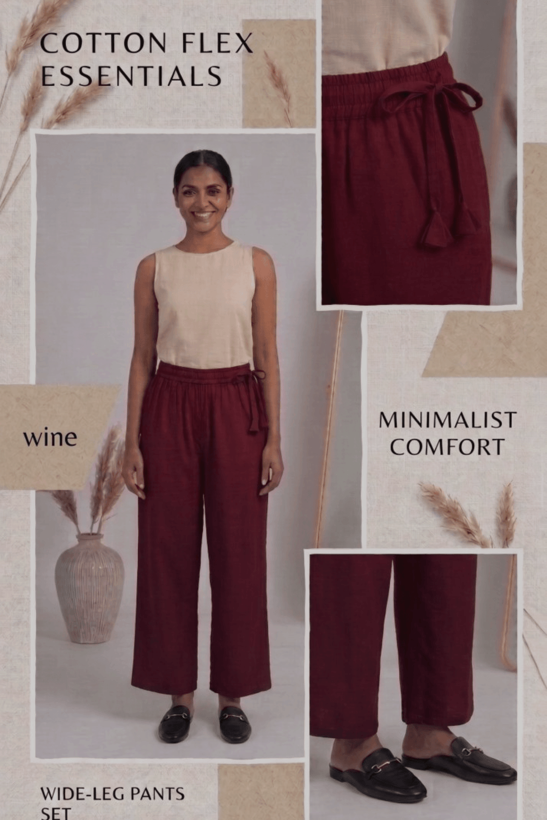 Cotton heavy flex plain parallel  pants