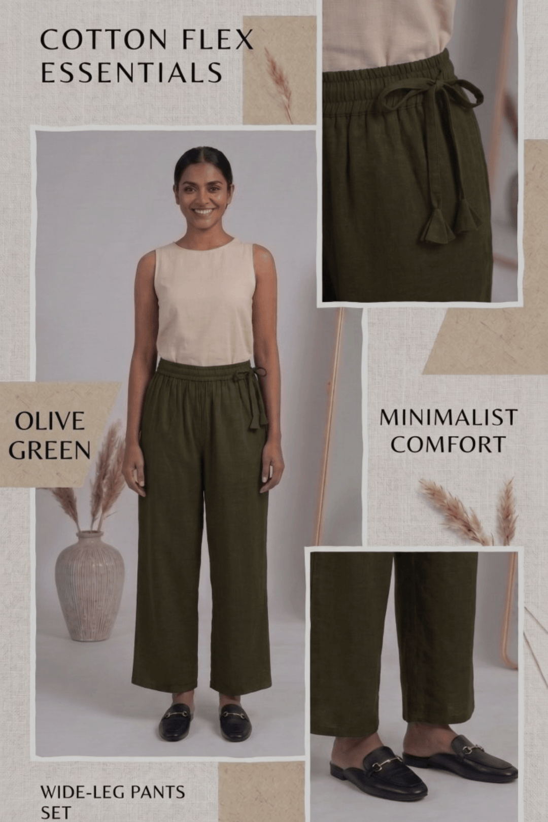 Cotton heavy flex plain parallel pants