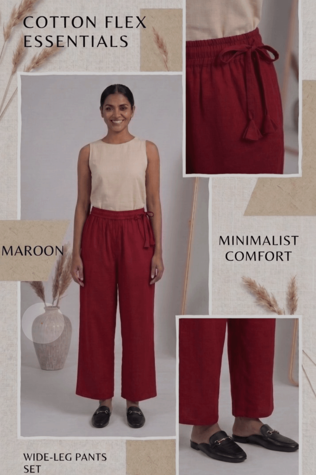 Cotton heavy flex plain parallel pants