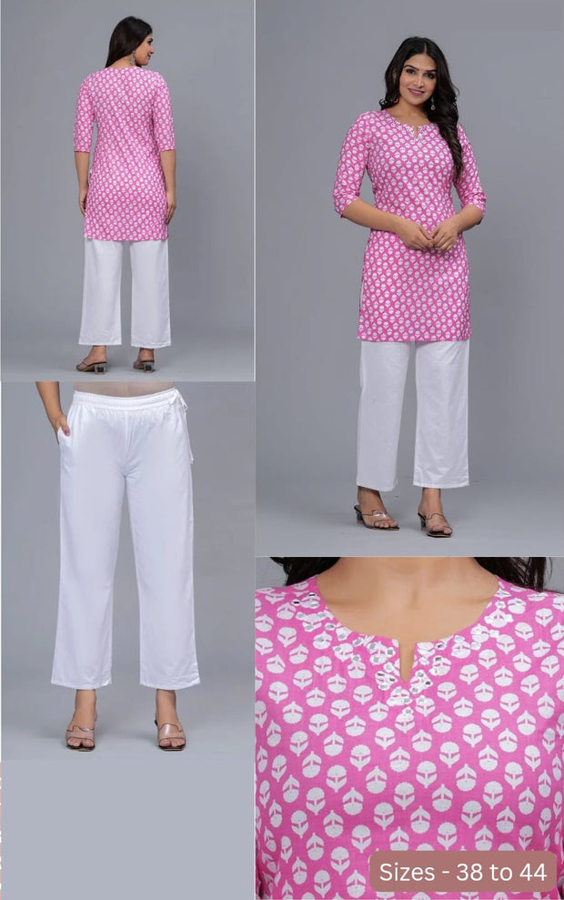 Cotton tunic in blush pink  with mirror work