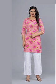 Cotton tunic in pink with mirror work