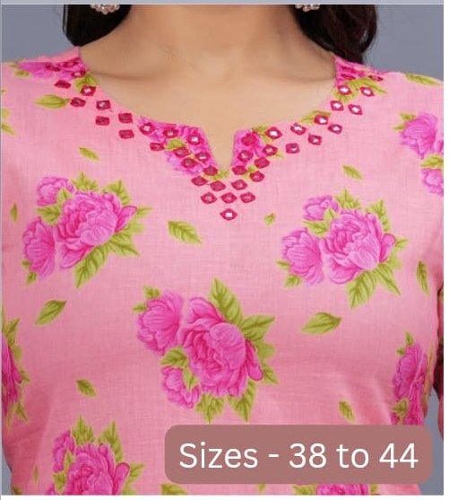 Cotton tunic in pink with mirror work
