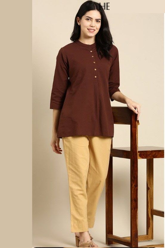 Cotton tunic in brown