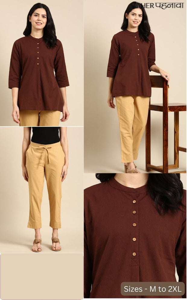Cotton tunic in brown