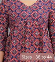 Cotton tunic in blue & maroon in Ajrakh pattern