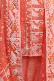 Jamdani silk cotton 2 piece salwar suit  material  in orange