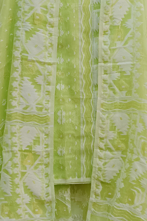 Jamdani silk cotton 2 piece salwar suit  material  in green